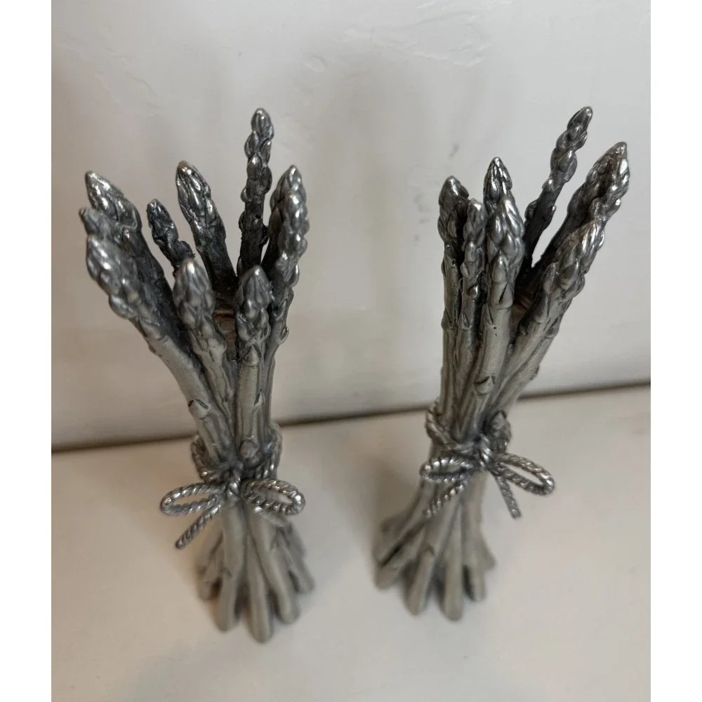 Vagabond‎ House Pewter Asparagus Candlesticks Farmers Market Candle Holder Pair